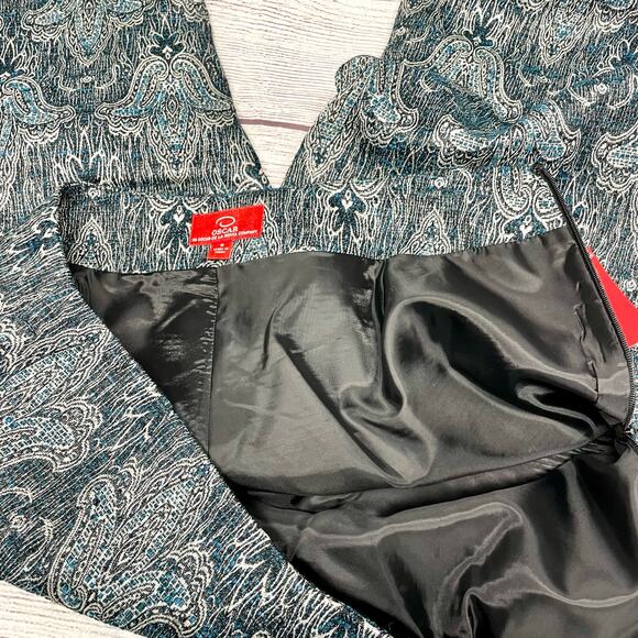 Oscar de la Renta Green Metallic Silver Woven Paisley Pattern pants size 8 NWT - Picture 12 of 14